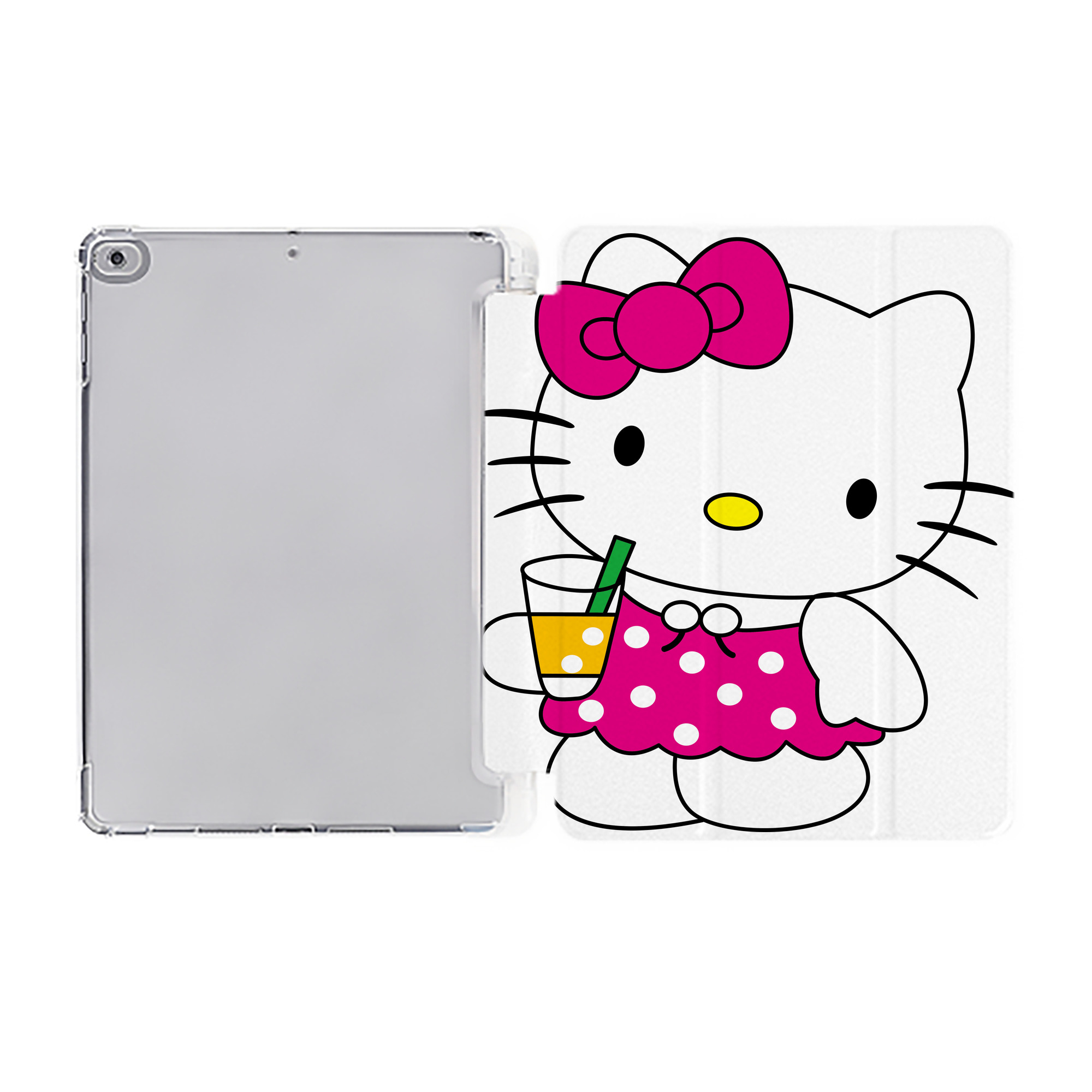 （画像用） Hello Kitty ハローキティ IPad ケース ペン収納付き 三つ折りスタンド PUレザー×シリコン 対応機種9.5/10.5/10.9インチ
